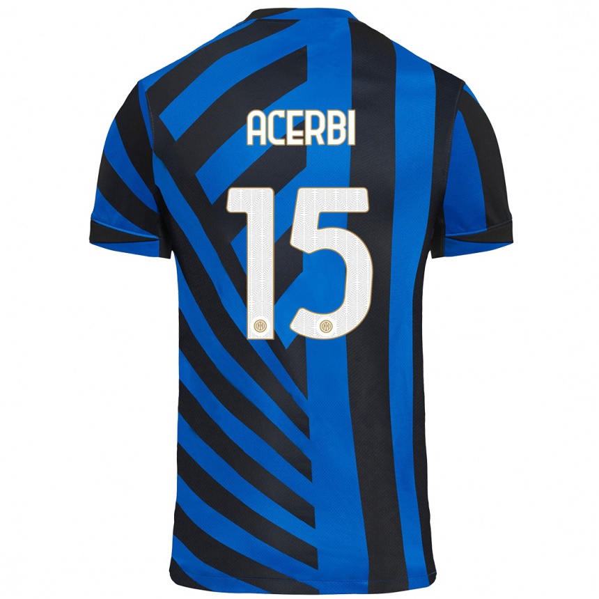 Niño Fútbol Camiseta Francesco Acerbi #15 Azul Negro 1ª Equipación 2024/25 Argentina