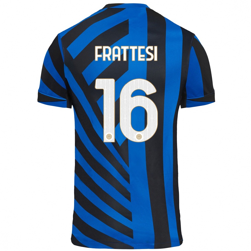 Niño Fútbol Camiseta Davide Frattesi #16 Azul Negro 1ª Equipación 2024/25 Argentina