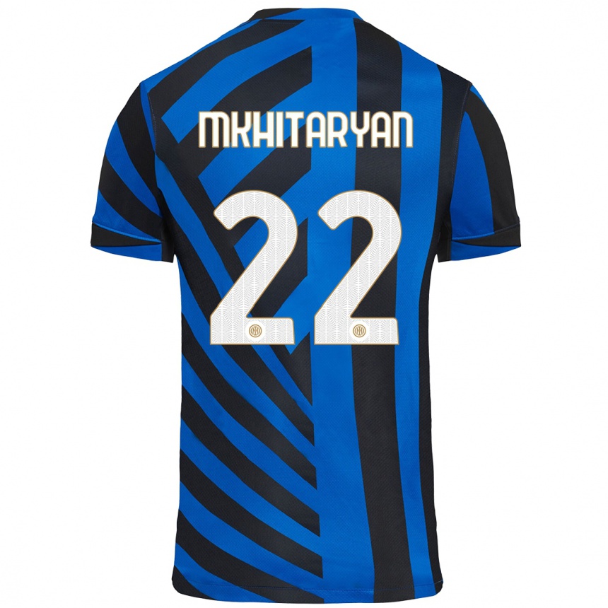 Niño Fútbol Camiseta Henrikh Mkhitaryan #22 Azul Negro 1ª Equipación 2024/25 Argentina