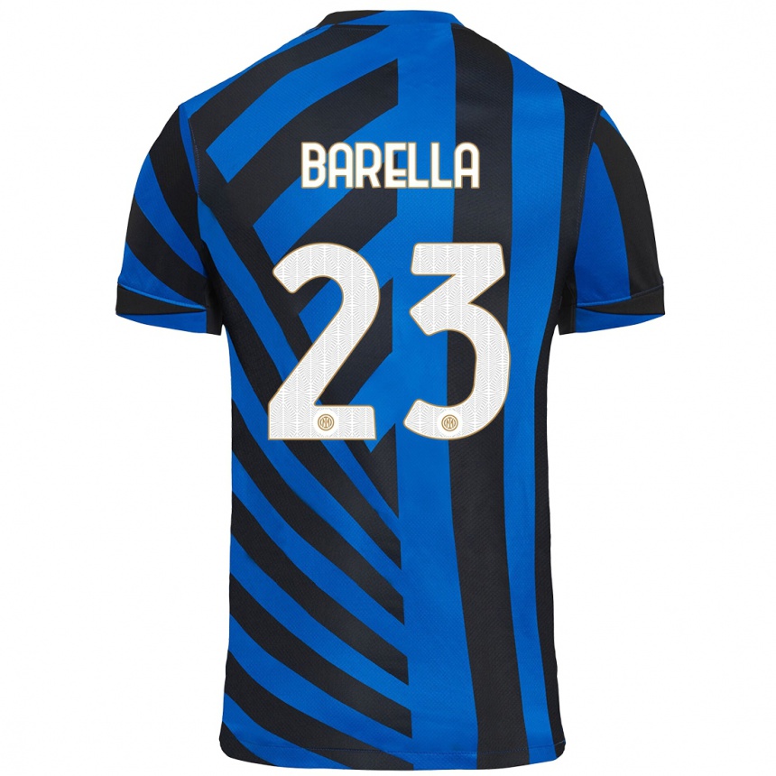 Niño Fútbol Camiseta Nicolo Barella #23 Azul Negro 1ª Equipación 2024/25 Argentina