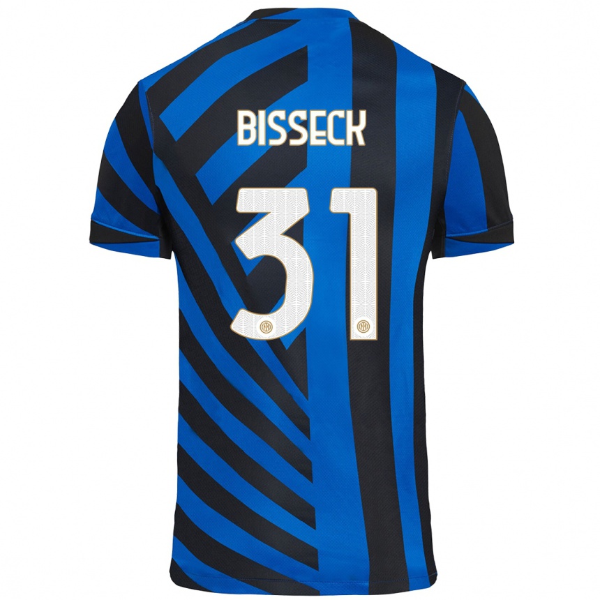 Niño Fútbol Camiseta Yann Bisseck #31 Azul Negro 1ª Equipación 2024/25 Argentina