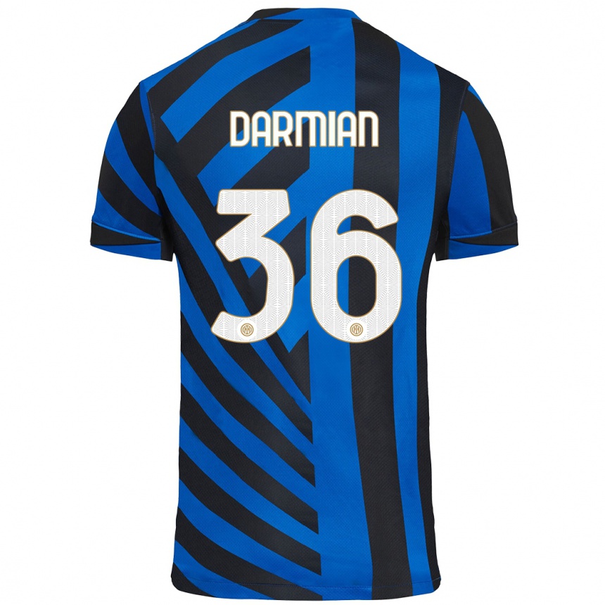 Niño Fútbol Camiseta Matteo Darmian #36 Azul Negro 1ª Equipación 2024/25 Argentina