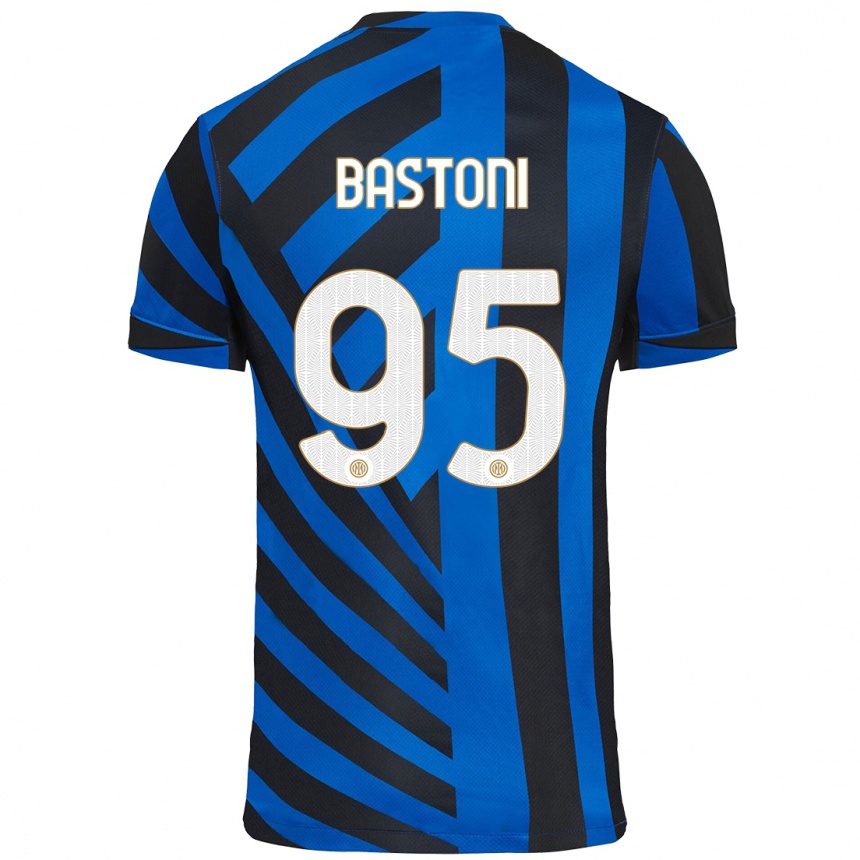 Niño Fútbol Camiseta Alessandro Bastoni #95 Azul Negro 1ª Equipación 2024/25 Argentina