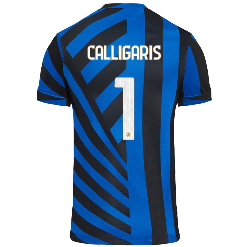 Niño Fútbol Camiseta Alessandro Calligaris #1 Azul Negro 1ª Equipación 2024/25 Argentina