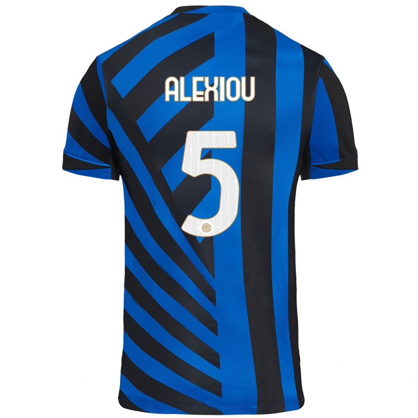 Niño Fútbol Camiseta Christos Alexiou #5 Azul Negro 1ª Equipación 2024/25 Argentina