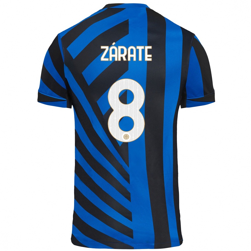 Niño Fútbol Camiseta Dilan Zárate #8 Azul Negro 1ª Equipación 2024/25 Argentina