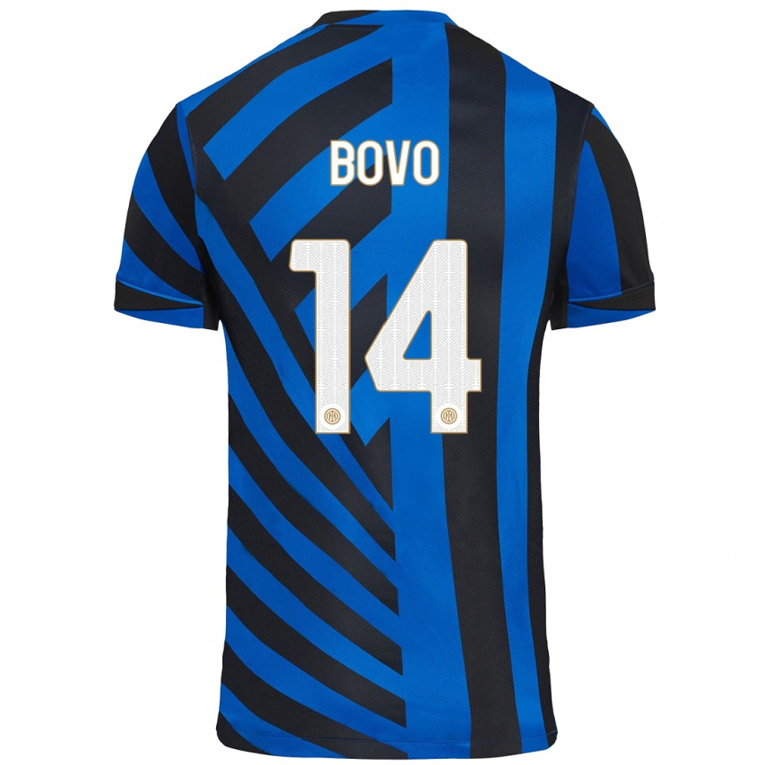 Niño Fútbol Camiseta Leonardo Bovo #14 Azul Negro 1ª Equipación 2024/25 Argentina