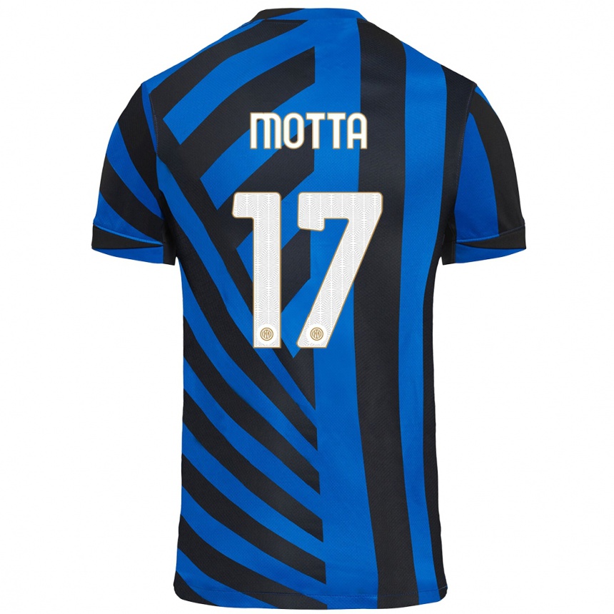 Niño Fútbol Camiseta Matteo Motta #17 Azul Negro 1ª Equipación 2024/25 Argentina