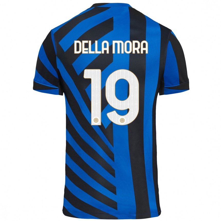 Niño Fútbol Camiseta Tommaso Della Mora #19 Azul Negro 1ª Equipación 2024/25 Argentina