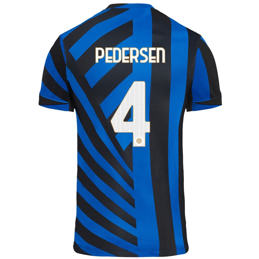 Niño Fútbol Camiseta Sofie Junge Pedersen #4 Azul Negro 1ª Equipación 2024/25 Argentina