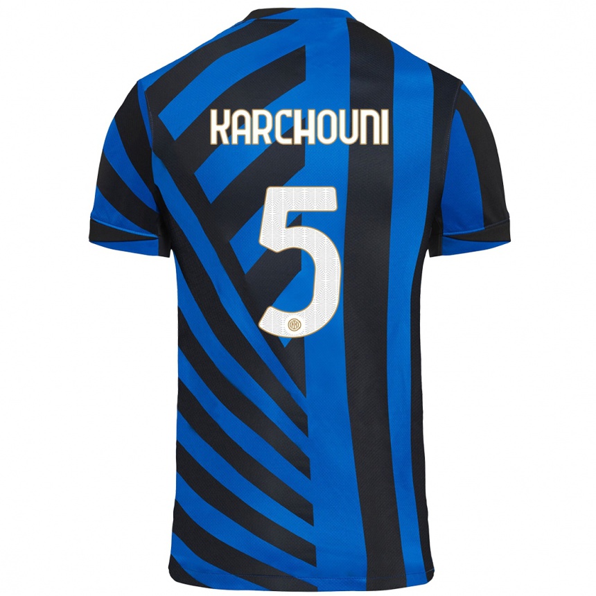 Niño Fútbol Camiseta Ghoutia Karchouni #5 Azul Negro 1ª Equipación 2024/25 Argentina