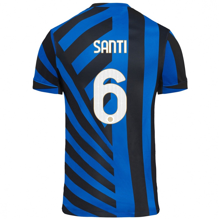 Niño Fútbol Camiseta Irene Santi #6 Azul Negro 1ª Equipación 2024/25 Argentina