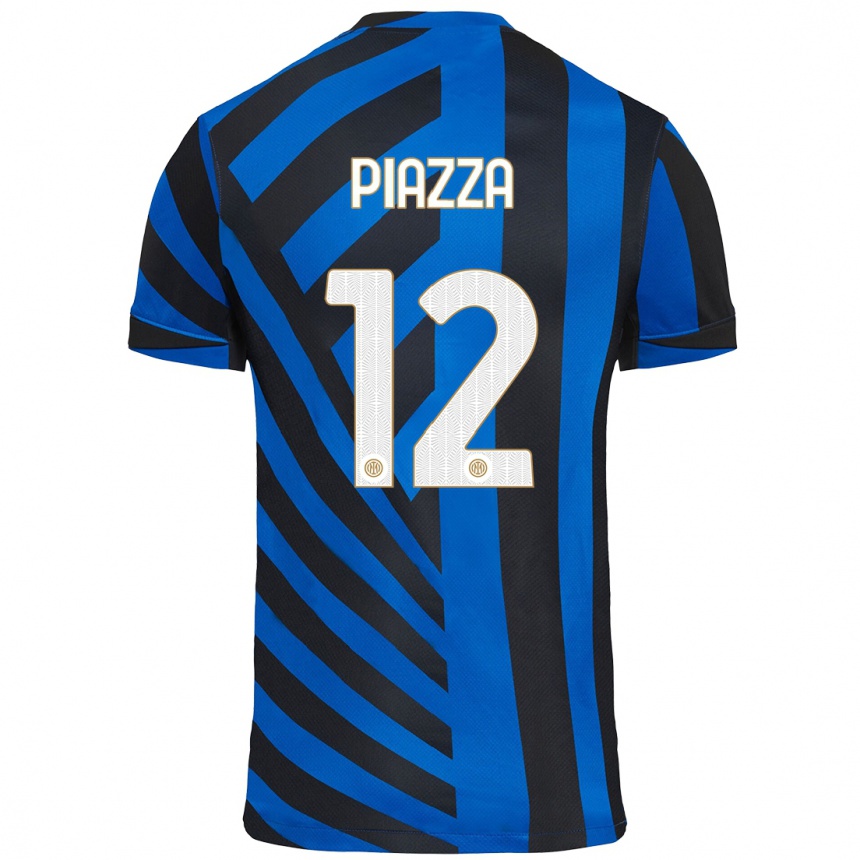 Niño Fútbol Camiseta Alessia Piazza #12 Azul Negro 1ª Equipación 2024/25 Argentina