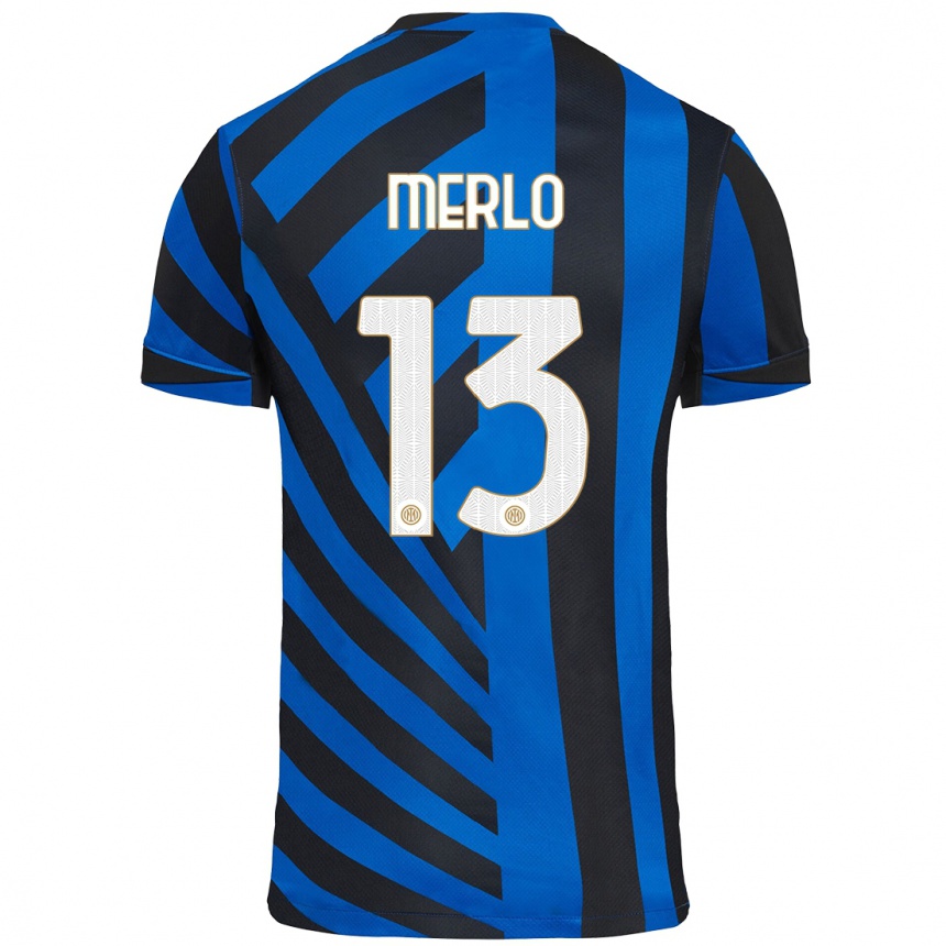 Niño Fútbol Camiseta Beatrice Merlo #13 Azul Negro 1ª Equipación 2024/25 Argentina