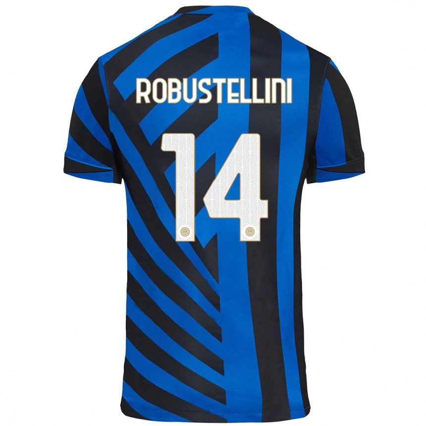 Niño Fútbol Camiseta Chiara Robustellini #14 Azul Negro 1ª Equipación 2024/25 Argentina