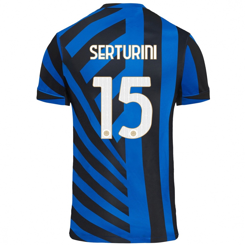 Niño Fútbol Camiseta Annamaria Serturini #15 Azul Negro 1ª Equipación 2024/25 Argentina