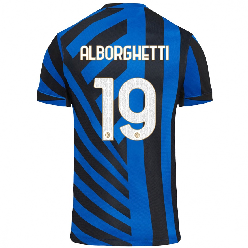 Niño Fútbol Camiseta Lisa Alborghetti #19 Azul Negro 1ª Equipación 2024/25 Argentina