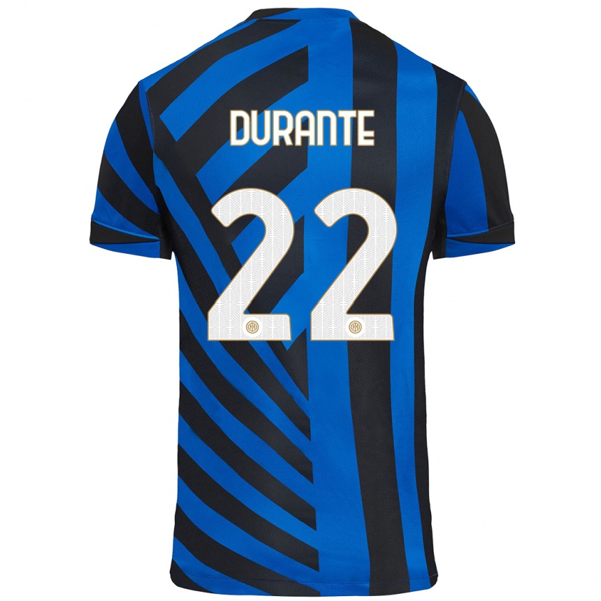 Niño Fútbol Camiseta Francesca Durante #22 Azul Negro 1ª Equipación 2024/25 Argentina