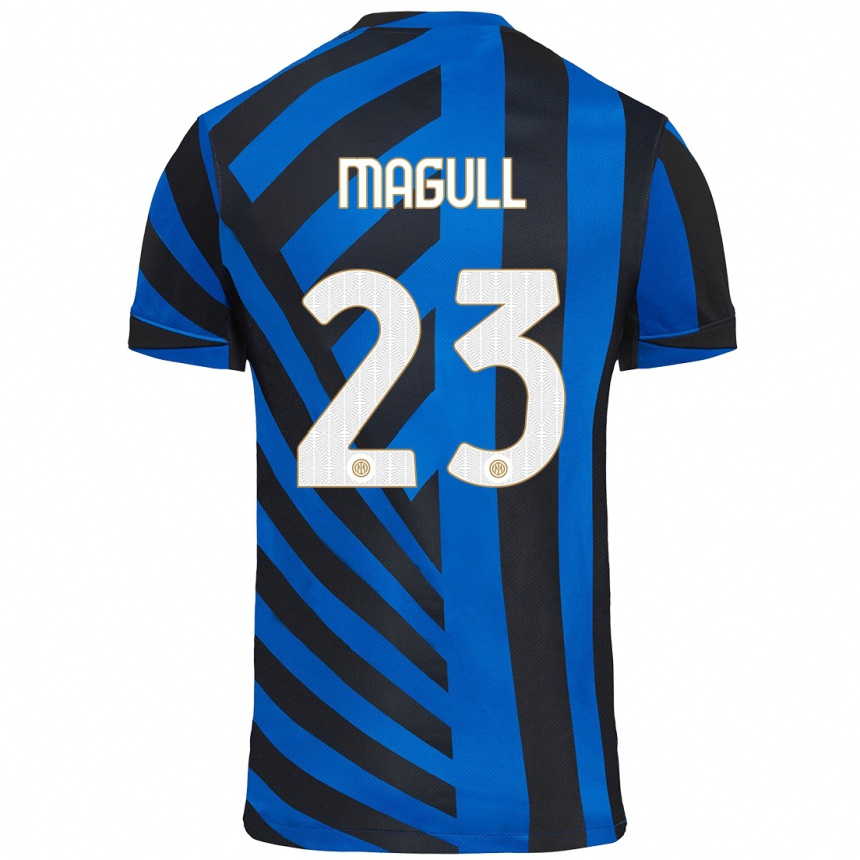 Niño Fútbol Camiseta Lina Magull #23 Azul Negro 1ª Equipación 2024/25 Argentina