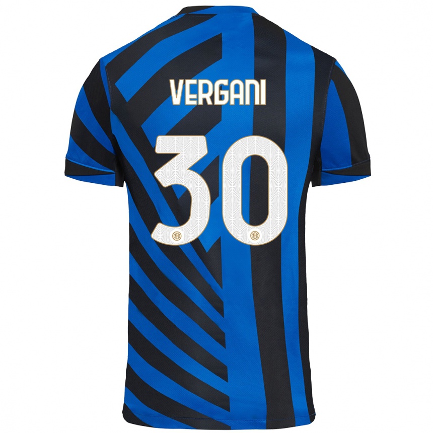 Niño Fútbol Camiseta Bianca Vergani #30 Azul Negro 1ª Equipación 2024/25 Argentina