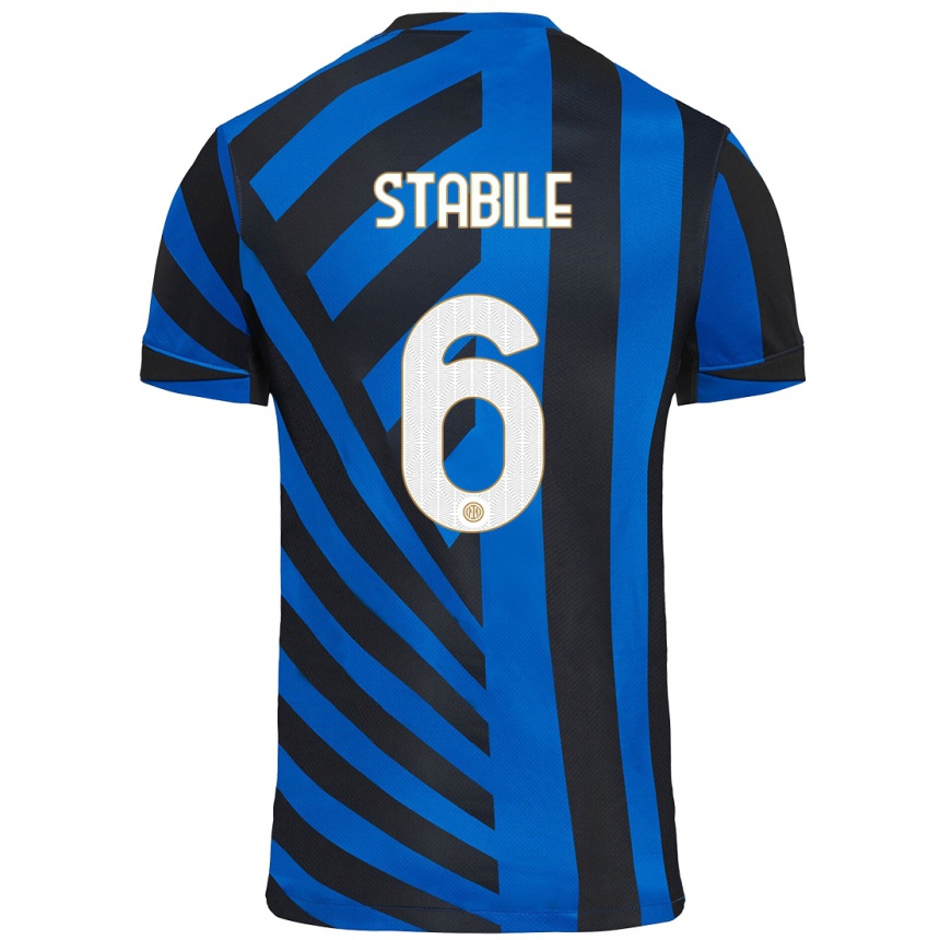 Niño Fútbol Camiseta Giacomo Stabile #6 Azul Negro 1ª Equipación 2024/25 Argentina