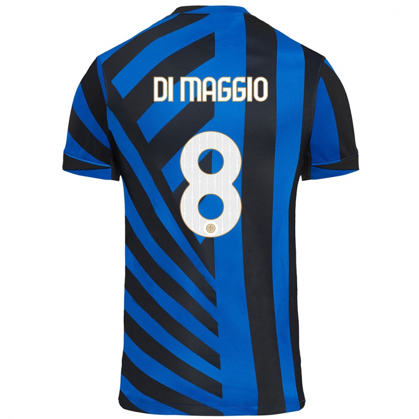 Niño Fútbol Camiseta Luca Di Maggio #8 Azul Negro 1ª Equipación 2024/25 Argentina