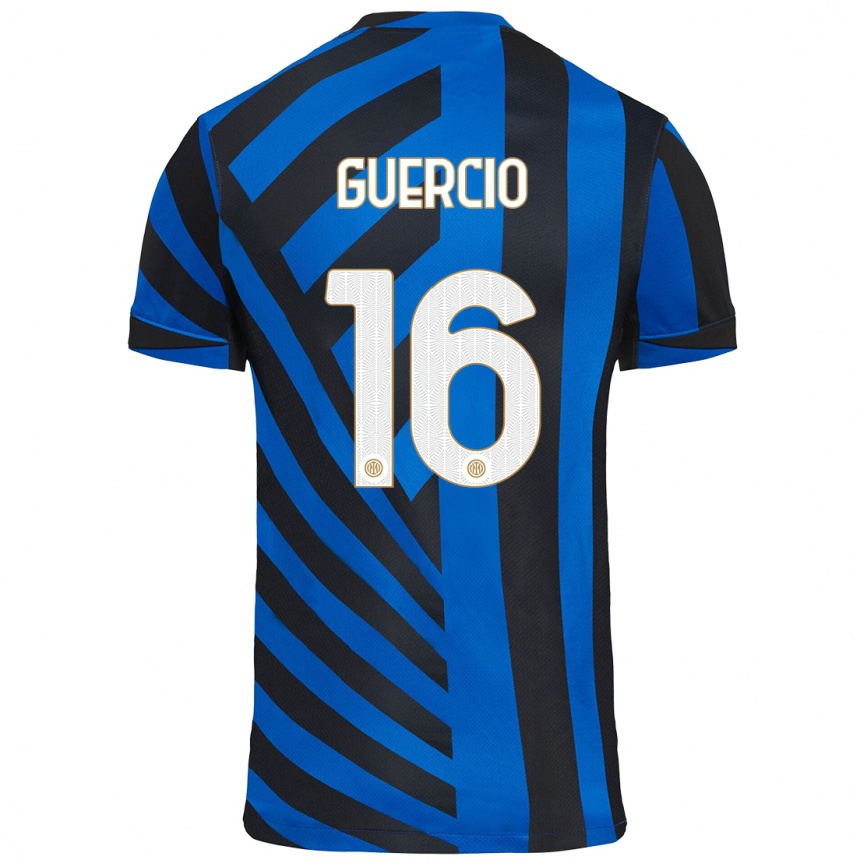 Niño Fútbol Camiseta Tommaso Guercio #16 Azul Negro 1ª Equipación 2024/25 Argentina