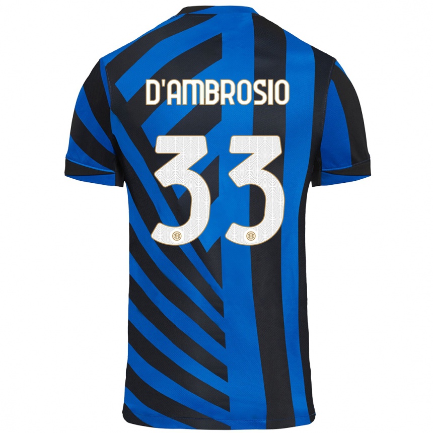 Niño Fútbol Camiseta Danilo D'ambrosio #33 Azul Negro 1ª Equipación 2024/25 Argentina