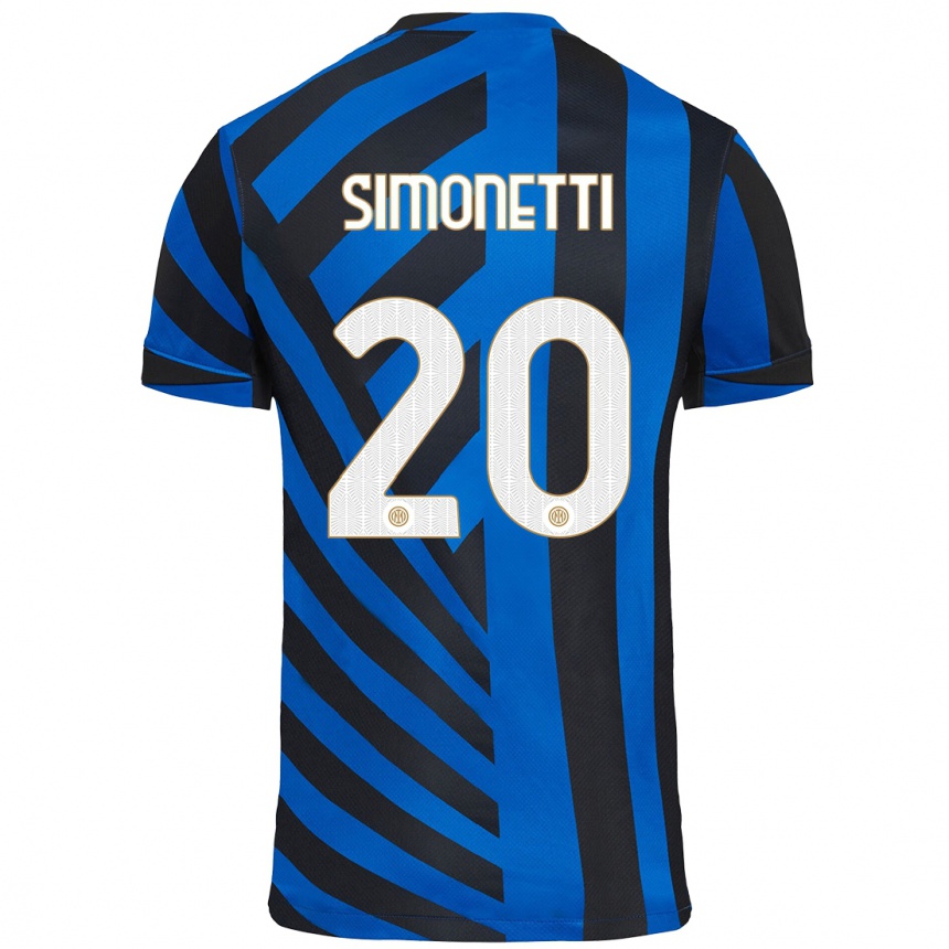 Niño Fútbol Camiseta Flaminia Simonetti #20 Azul Negro 1ª Equipación 2024/25 Argentina