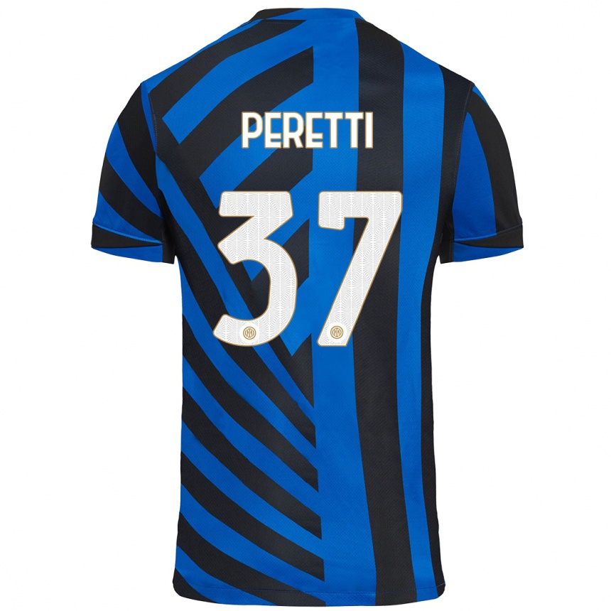 Niño Fútbol Camiseta Lorenzo Peretti #37 Azul Negro 1ª Equipación 2024/25 Argentina