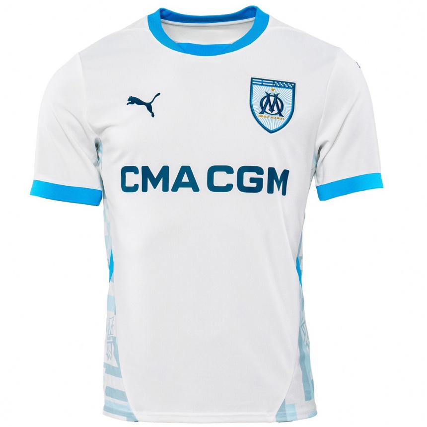 Niño Fútbol Camiseta Su Nombre #0 Blanco Azul Cielo 1ª Equipación 2024/25 Argentina