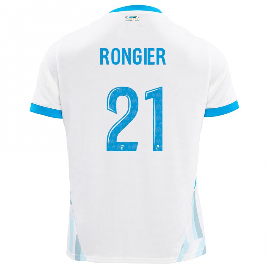 Niño Fútbol Camiseta Valentin Rongier #21 Blanco Azul Cielo 1ª Equipación 2024/25 Argentina