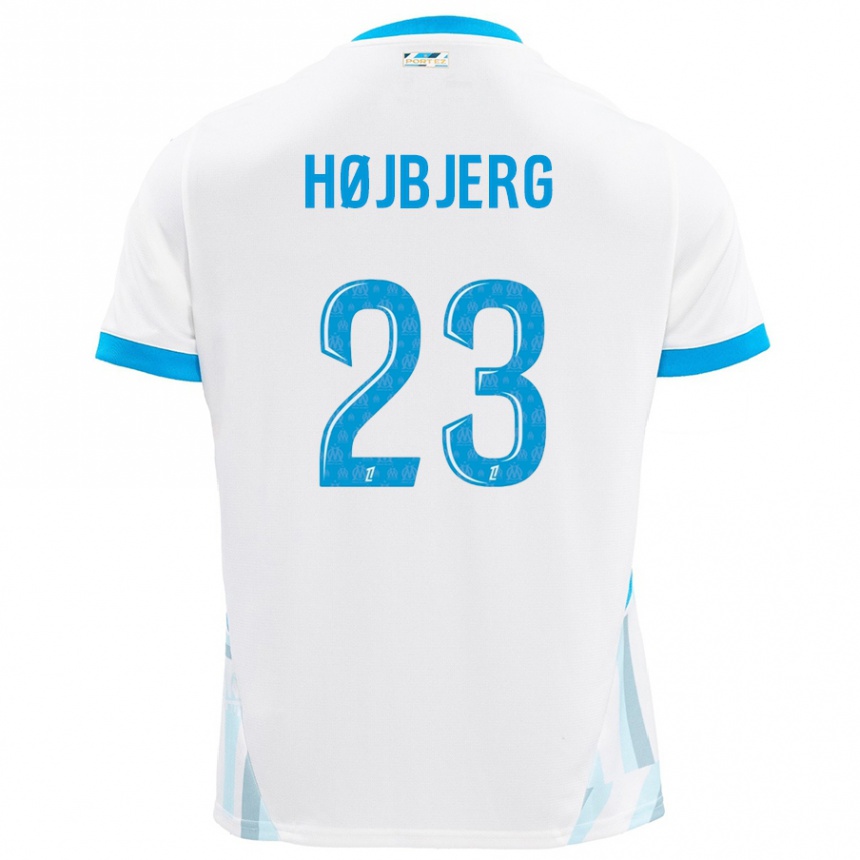 Niño Fútbol Camiseta Pierre Emile Hojbjerg #23 Blanco Azul Cielo 1ª Equipación 2024/25 Argentina