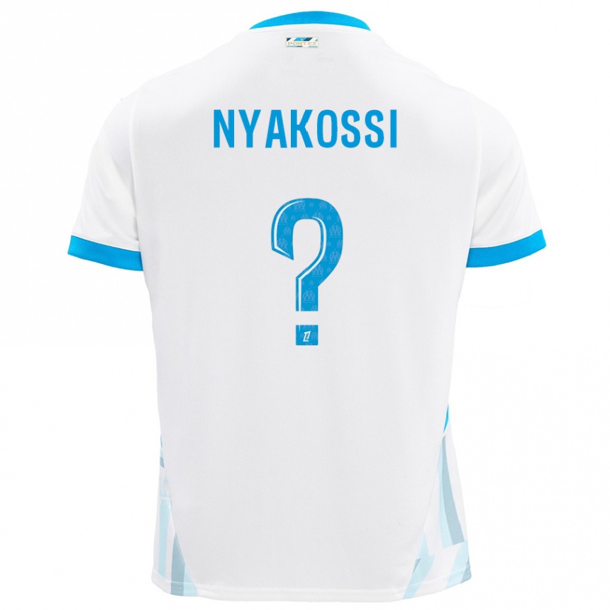 Niño Fútbol Camiseta Roggerio Nyakossi #0 Blanco Azul Cielo 1ª Equipación 2024/25 Argentina