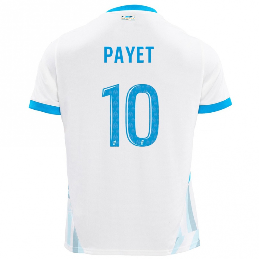 Niño Fútbol Camiseta Dimitri Payet #10 Blanco Azul Cielo 1ª Equipación 2024/25 Argentina