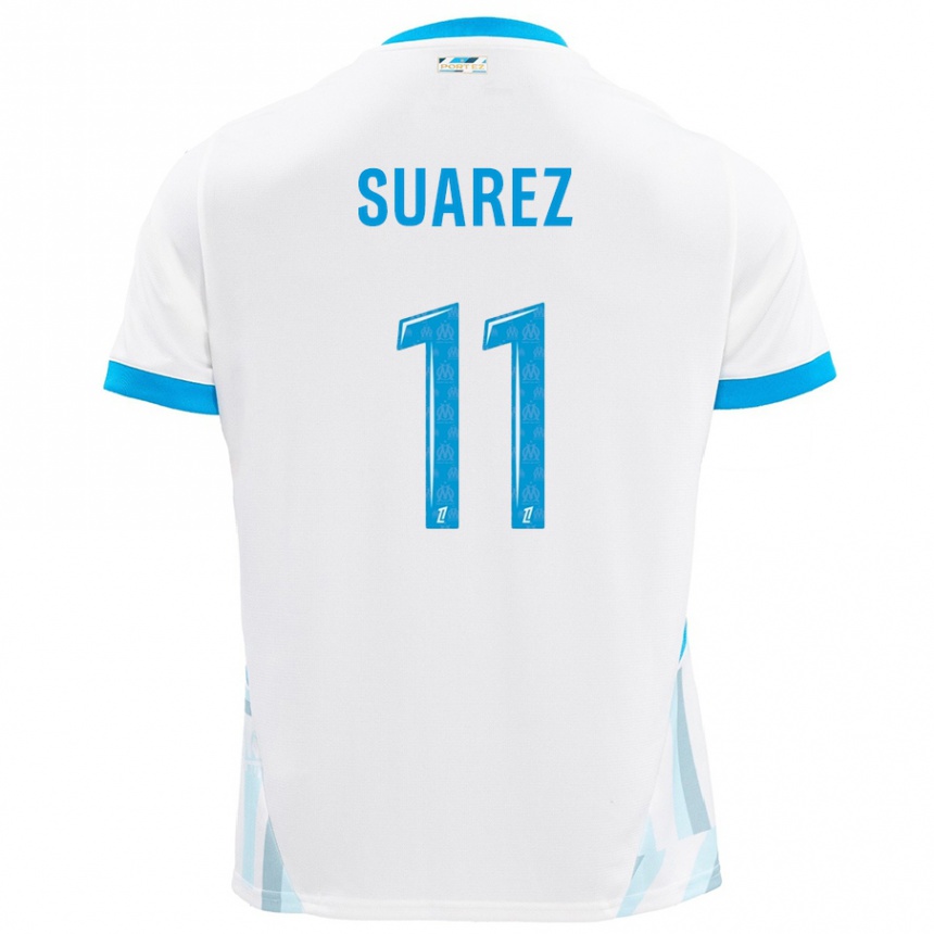 Niño Fútbol Camiseta Luis Suarez #11 Blanco Azul Cielo 1ª Equipación 2024/25 Argentina