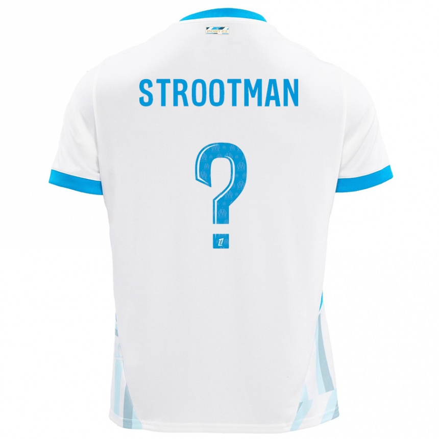 Niño Fútbol Camiseta Kevin Strootman #0 Blanco Azul Cielo 1ª Equipación 2024/25 Argentina