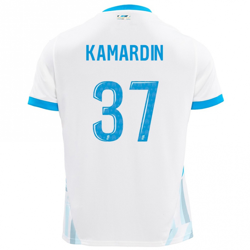 Niño Fútbol Camiseta Aaron Kamardin #37 Blanco Azul Cielo 1ª Equipación 2024/25 Argentina