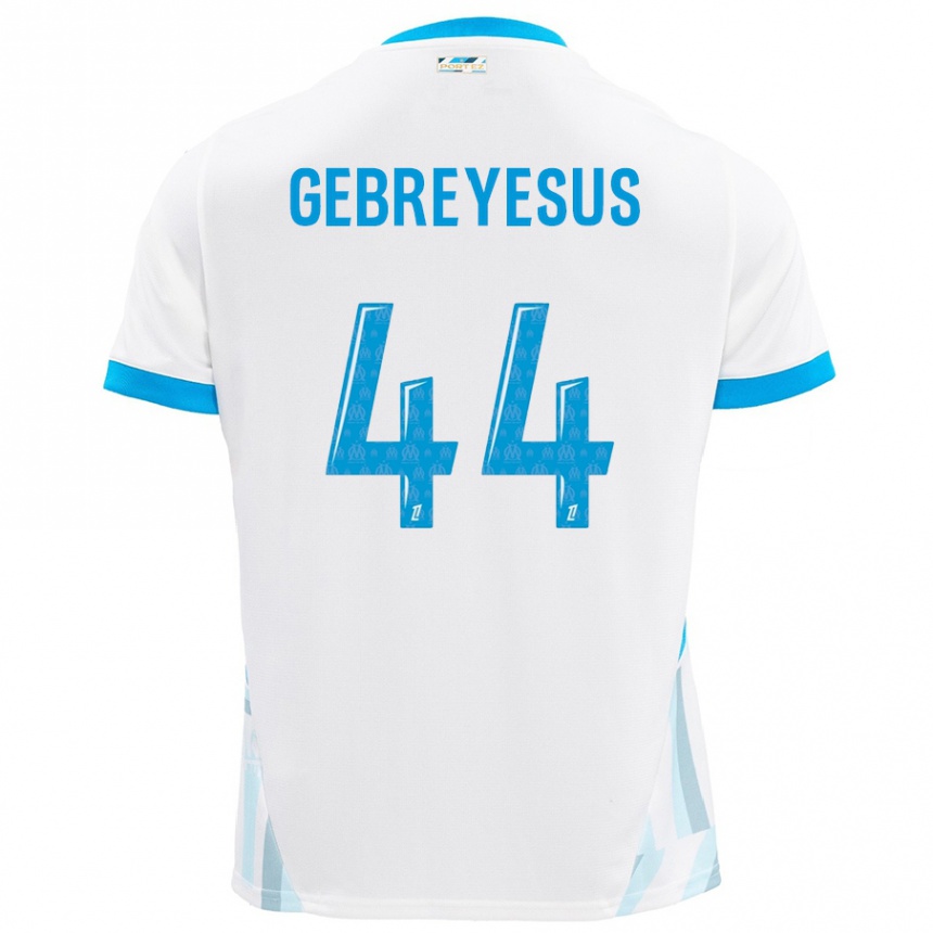 Niño Fútbol Camiseta Esey Gebreyesus #44 Blanco Azul Cielo 1ª Equipación 2024/25 Argentina