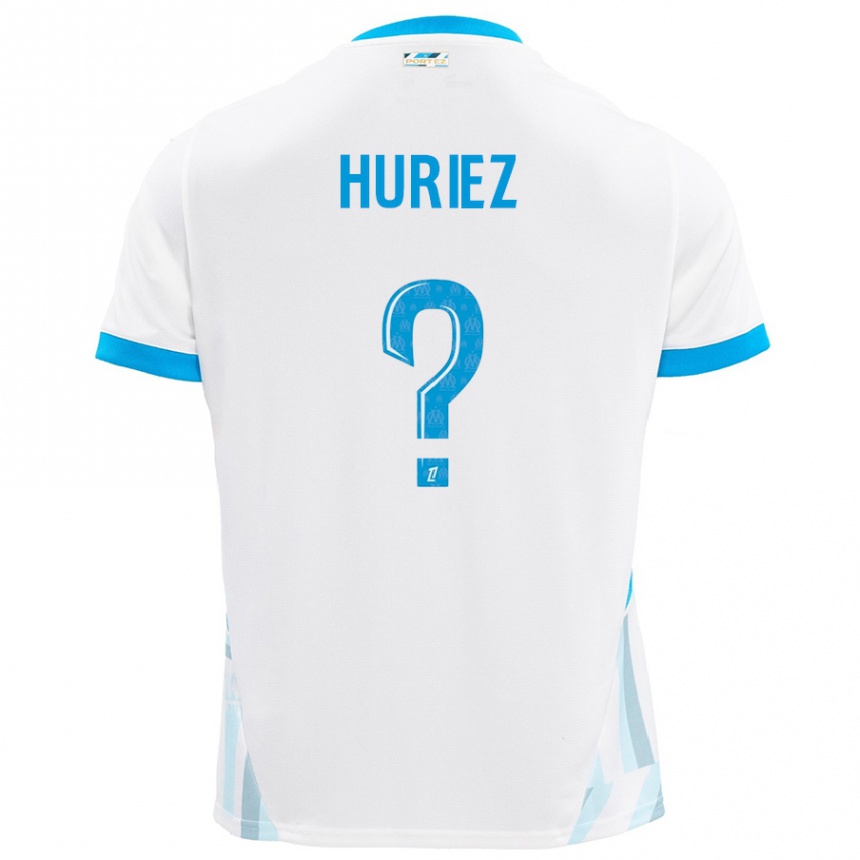 Niño Fútbol Camiseta Evan Huriez #0 Blanco Azul Cielo 1ª Equipación 2024/25 Argentina