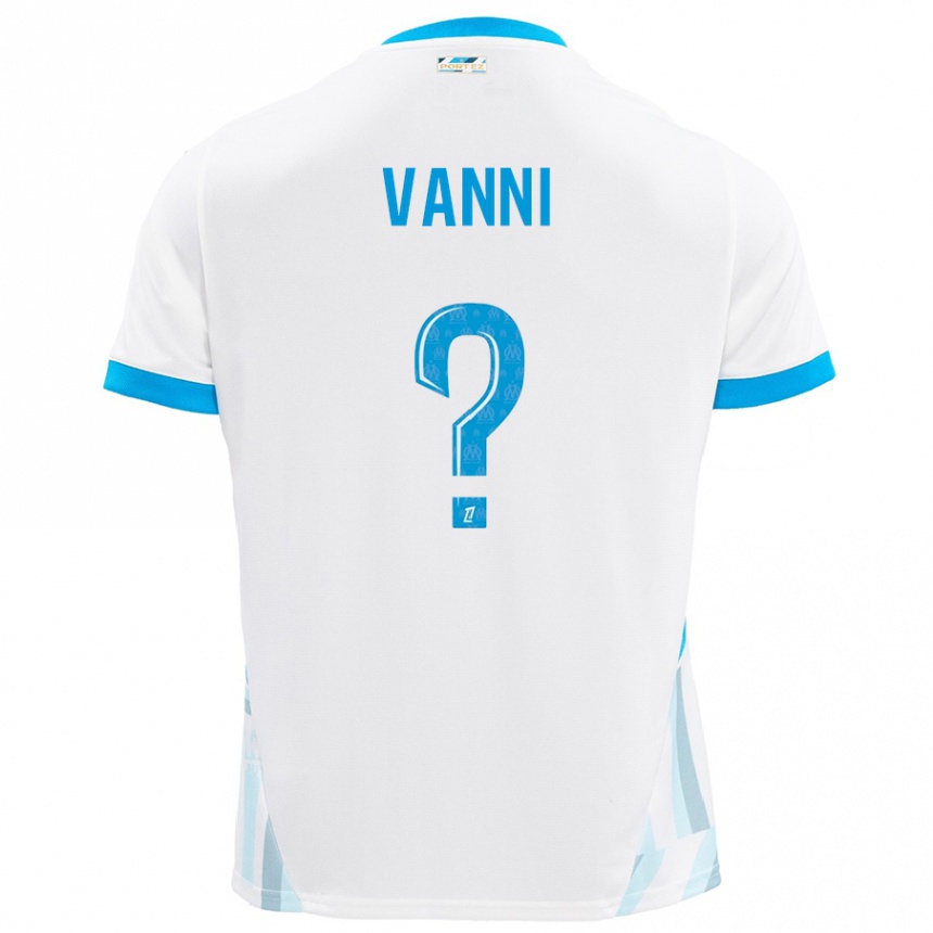 Niño Fútbol Camiseta Fabio Vanni #0 Blanco Azul Cielo 1ª Equipación 2024/25 Argentina