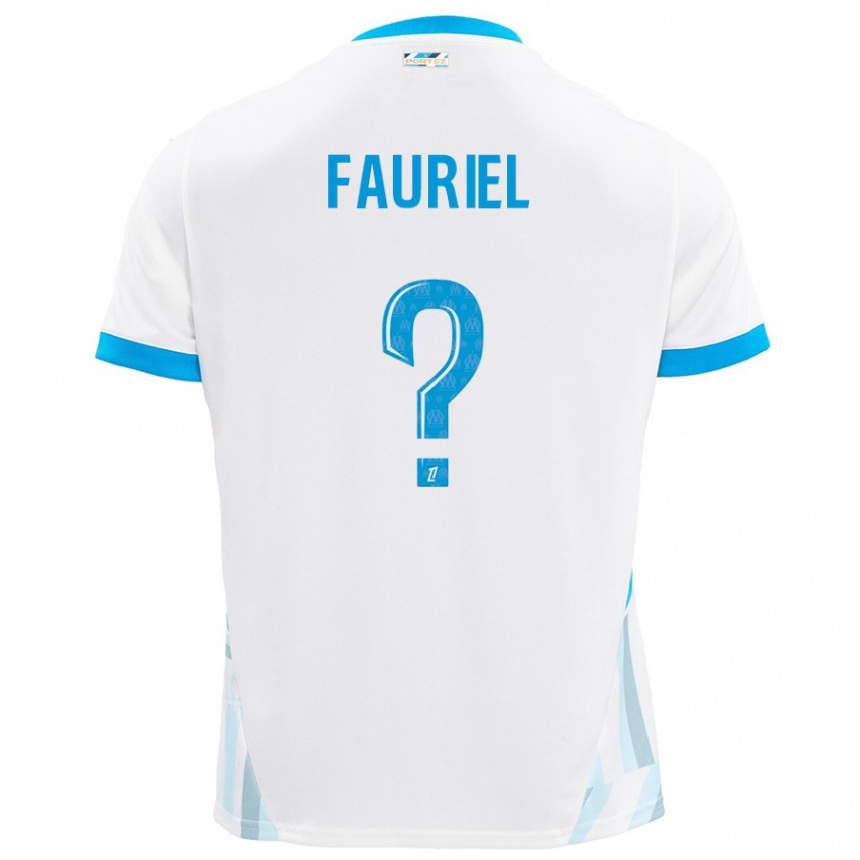 Niño Fútbol Camiseta Lois Fauriel #0 Blanco Azul Cielo 1ª Equipación 2024/25 Argentina