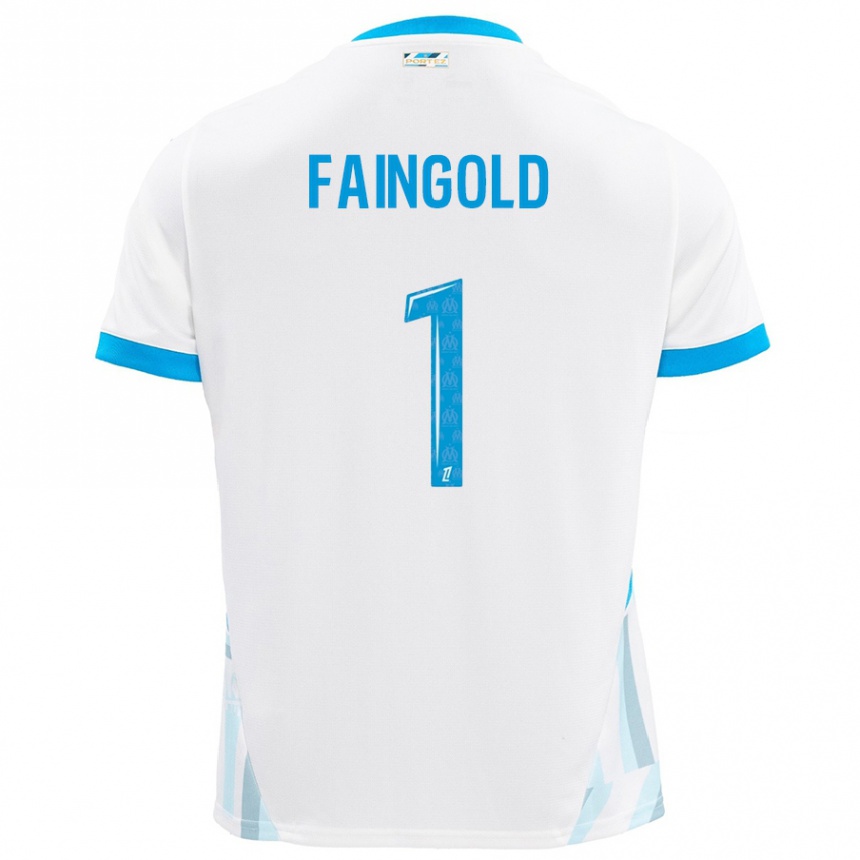 Niño Fútbol Camiseta Abbie Faingold #1 Blanco Azul Cielo 1ª Equipación 2024/25 Argentina