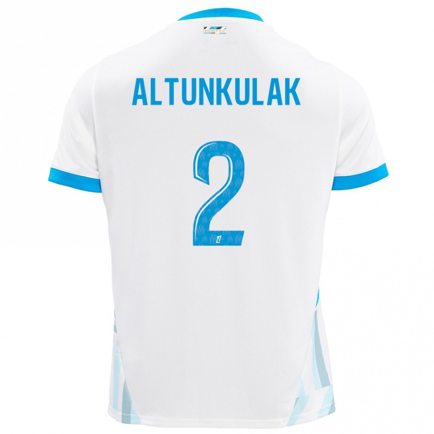 Niño Fútbol Camiseta Selen Altunkulak #2 Blanco Azul Cielo 1ª Equipación 2024/25 Argentina