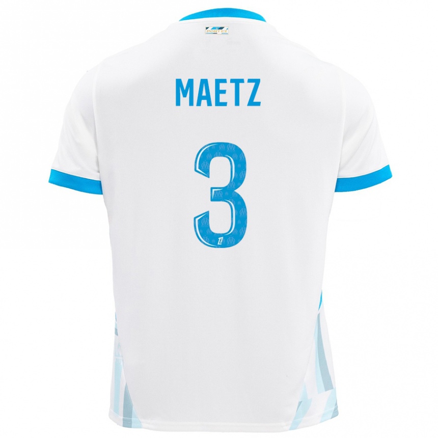 Niño Fútbol Camiseta Agathe Maetz #3 Blanco Azul Cielo 1ª Equipación 2024/25 Argentina