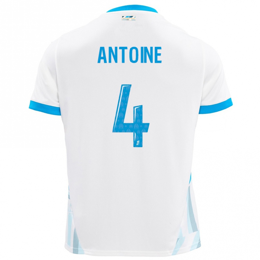 Niño Fútbol Camiseta Maud Antoine #4 Blanco Azul Cielo 1ª Equipación 2024/25 Argentina