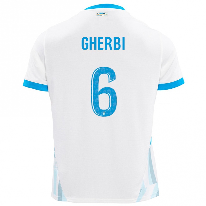 Niño Fútbol Camiseta Candice Gherbi #6 Blanco Azul Cielo 1ª Equipación 2024/25 Argentina