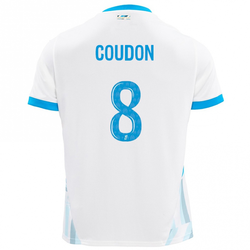 Niño Fútbol Camiseta Marine Coudon #8 Blanco Azul Cielo 1ª Equipación 2024/25 Argentina