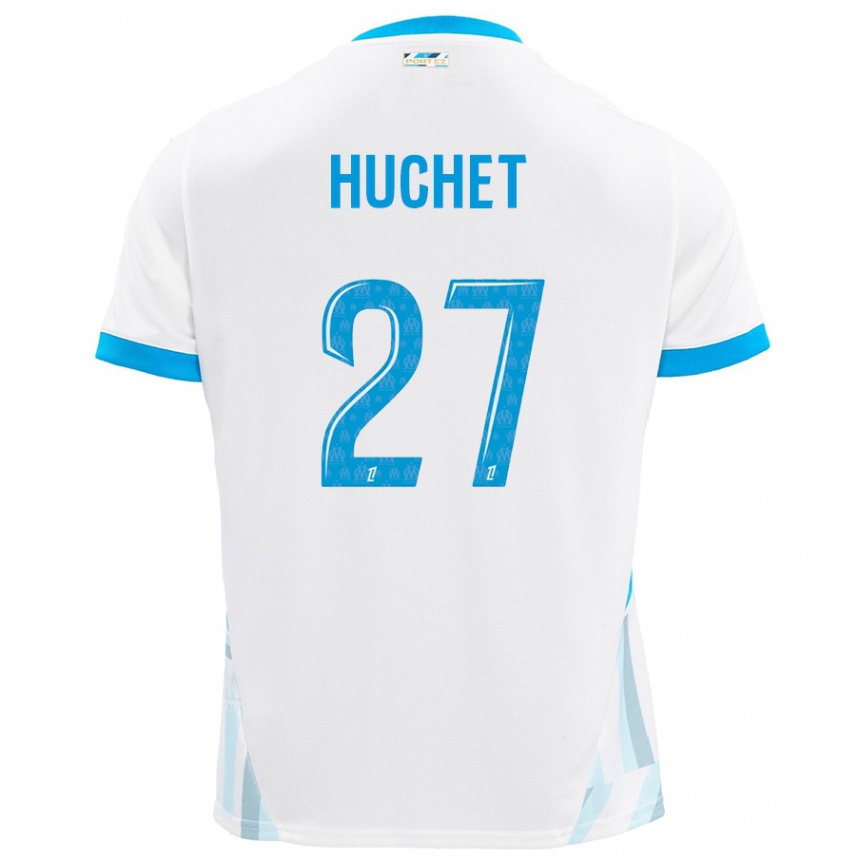 Niño Fútbol Camiseta Sarah Huchet #27 Blanco Azul Cielo 1ª Equipación 2024/25 Argentina