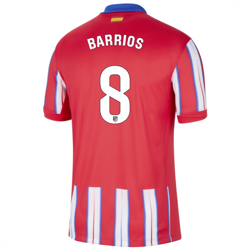 Niño Fútbol Camiseta Pablo Barrios #8 Rojo Blanco Azul 1ª Equipación 2024/25 Argentina